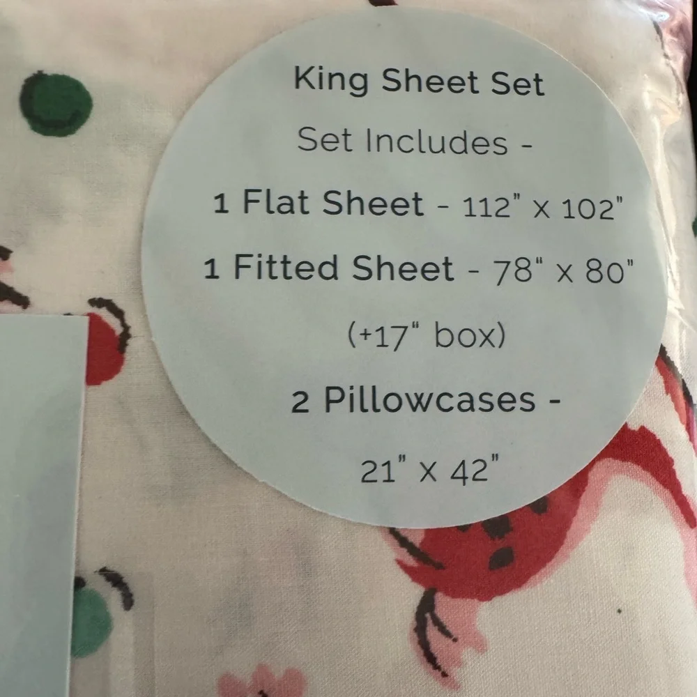 CATH KIDSON “ditsy deer”pink Christmas sheet set King size (I have Queen& full!)